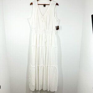 Taylor Women's Size 20W Bright White Tiered Maxi Dress Bridal Shower Destination